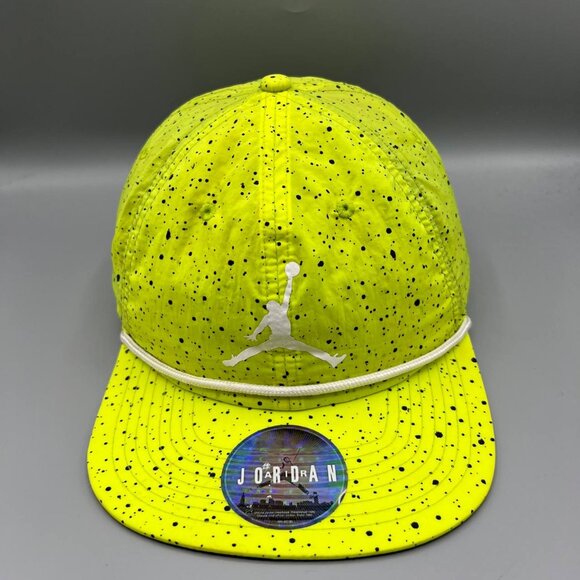 Air Jordan Hat Men Yellow Black Speckled‎ Print Jumpman Snap Back Cap